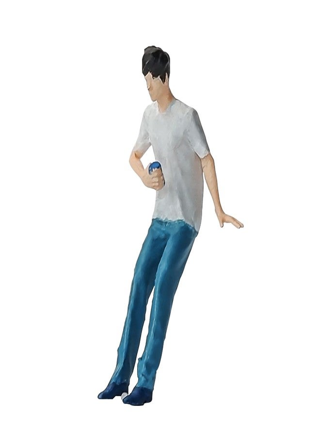 kivcmds Painted Figure 1:64 Scale Mini Model Trains Architectural Plastic People Figures Leaning Man Figure Model,Suitable for Miniature Scenes(64114B) - Image 1
